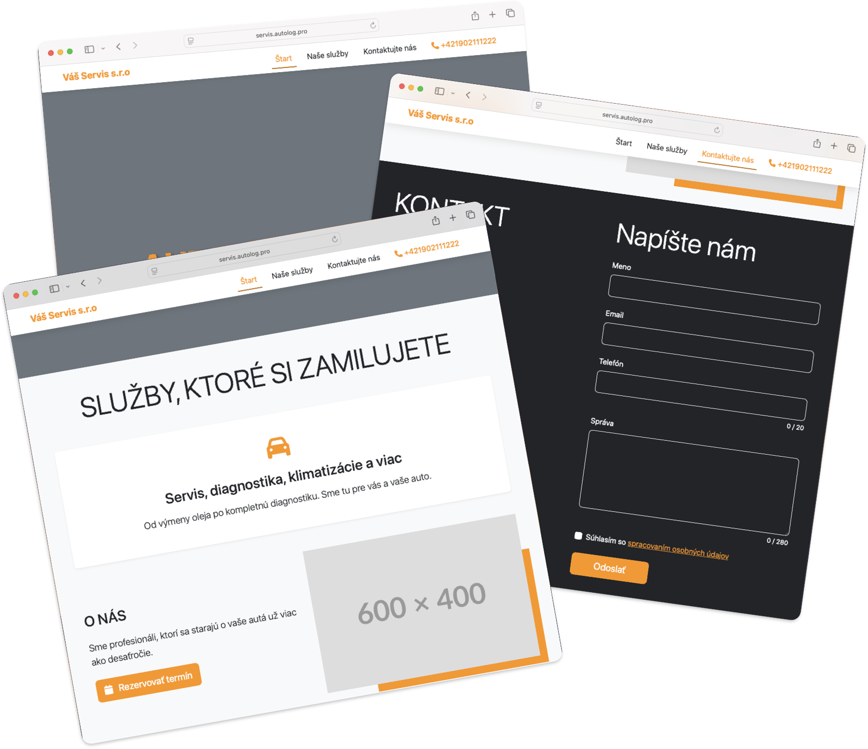 Ukázka webstránky vytvořené pomocí Autolog